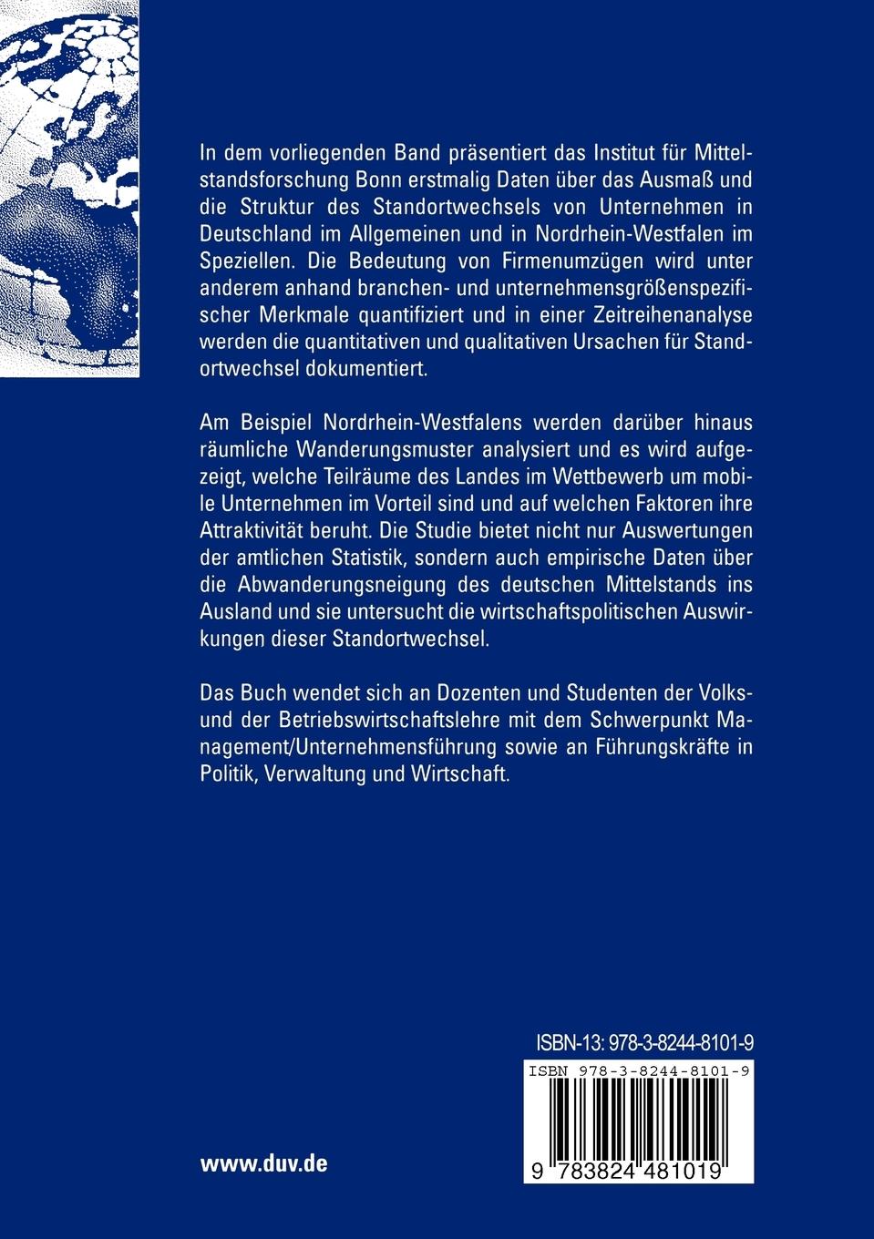 Rückseitencover Standortverlagerungen von Unternehmen