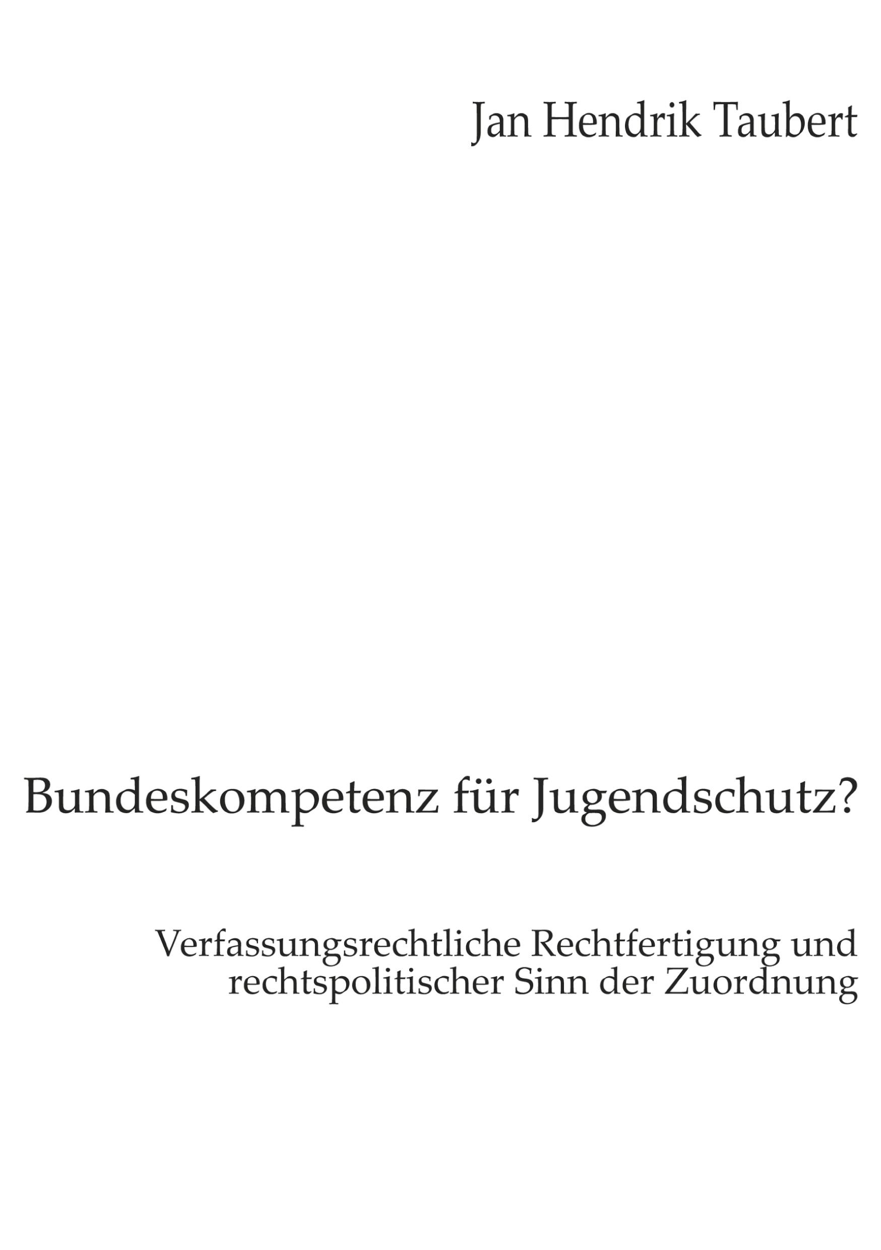 Vorderes Coverbild Bundeskompetenz für Jugendschutz?