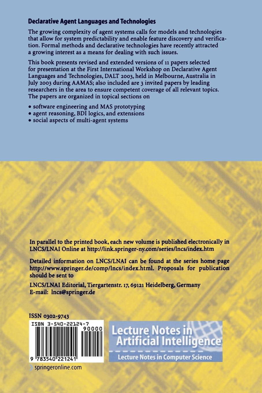 Rückseitencover Declarative Agent Languages and Technologies