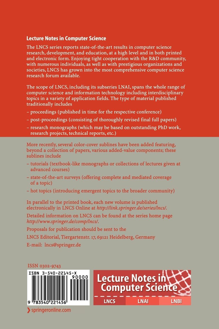 Rückseitencover Relational and Kleene-Algebraic Methods in Computer Science