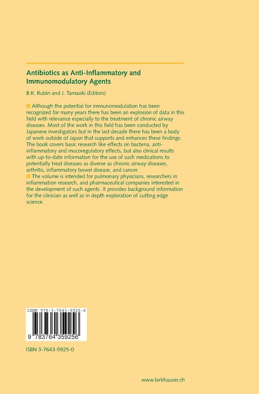 Rückseitencover Antibiotics as Anti-Inflammatory and Immunomodulatory Agents