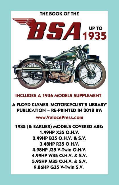 Vorderes Coverbild Book of the BSA Up to 1935 - Includes a 1936 Models Supplement