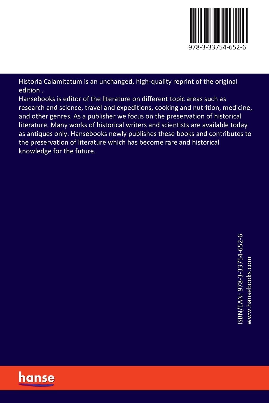 Rückseitencover Historia Calamitatum