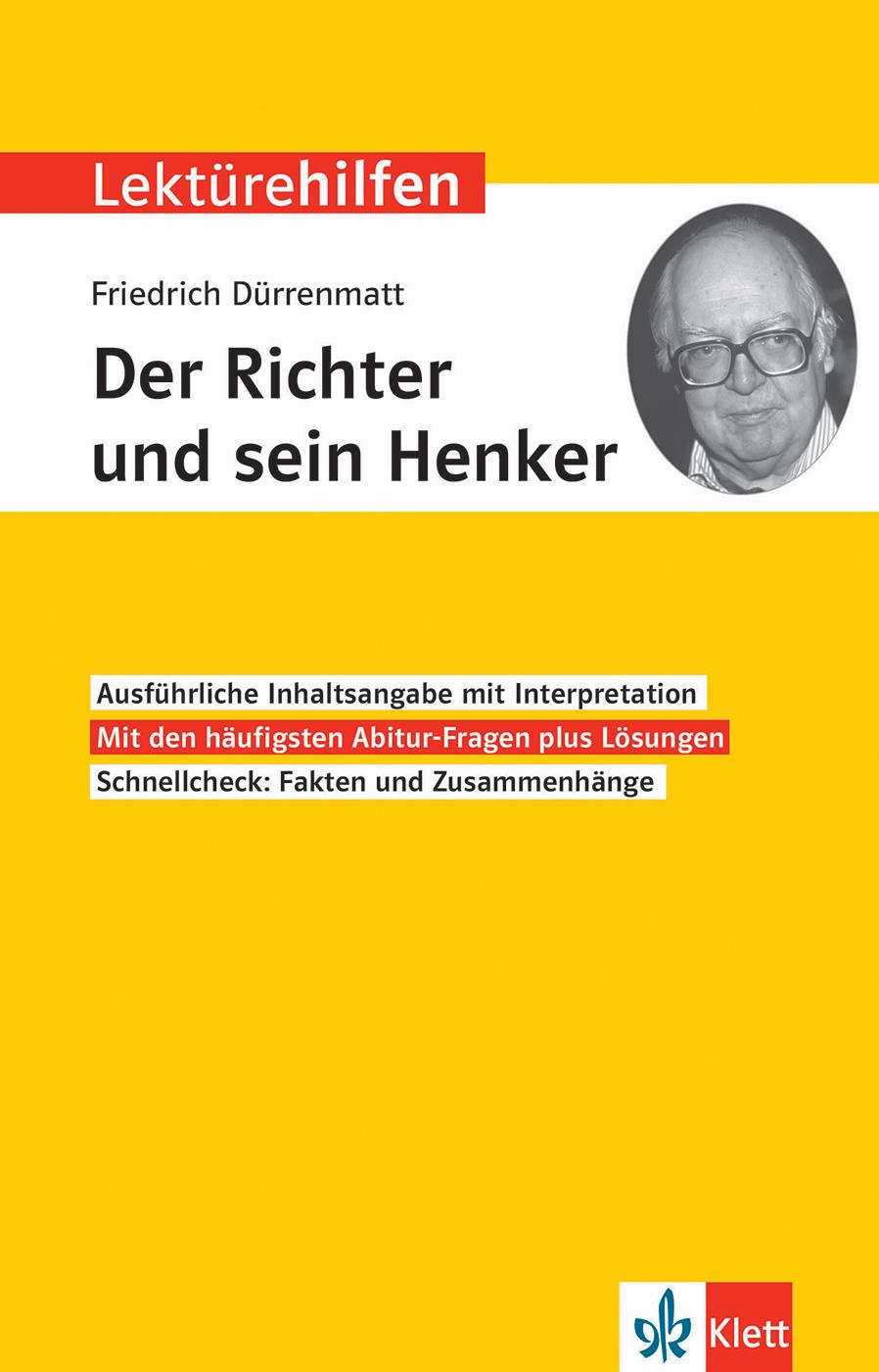 Vorderes Coverbild Klett Lektürehilfen Friedrich Dürrenmatt, "Der Richter und sein Henker"