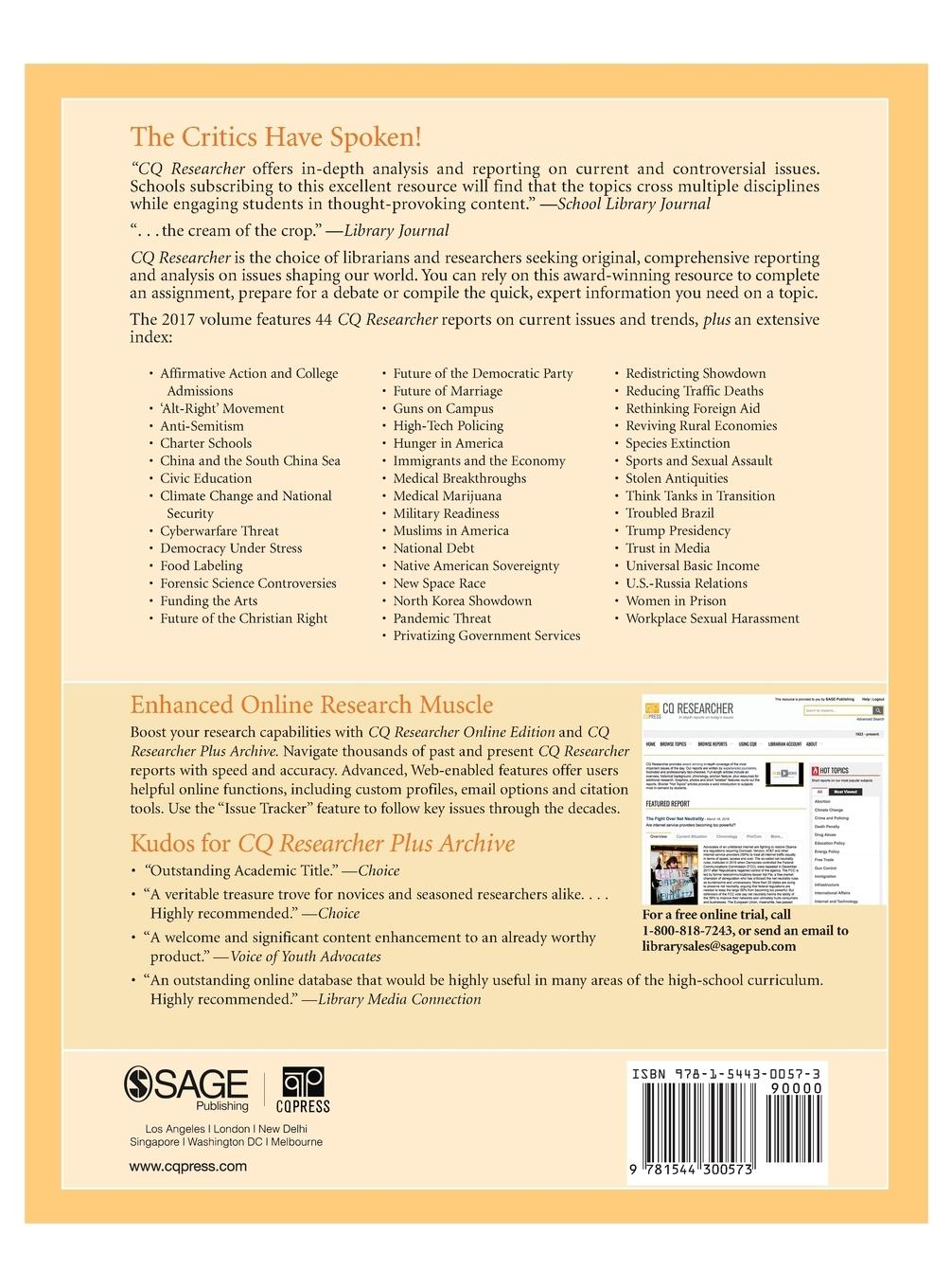 Rückseitencover CQ Researcher Bound Volume 2017