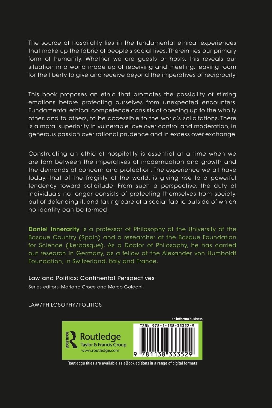 Rückseitencover Ethics of Hospitality