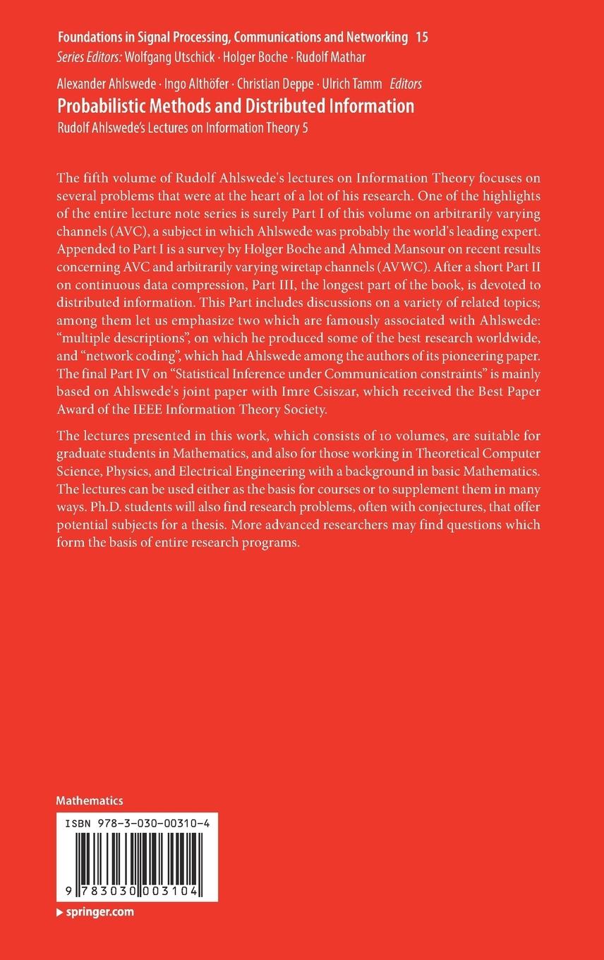 Rückseitencover Probabilistic Methods and Distributed Information