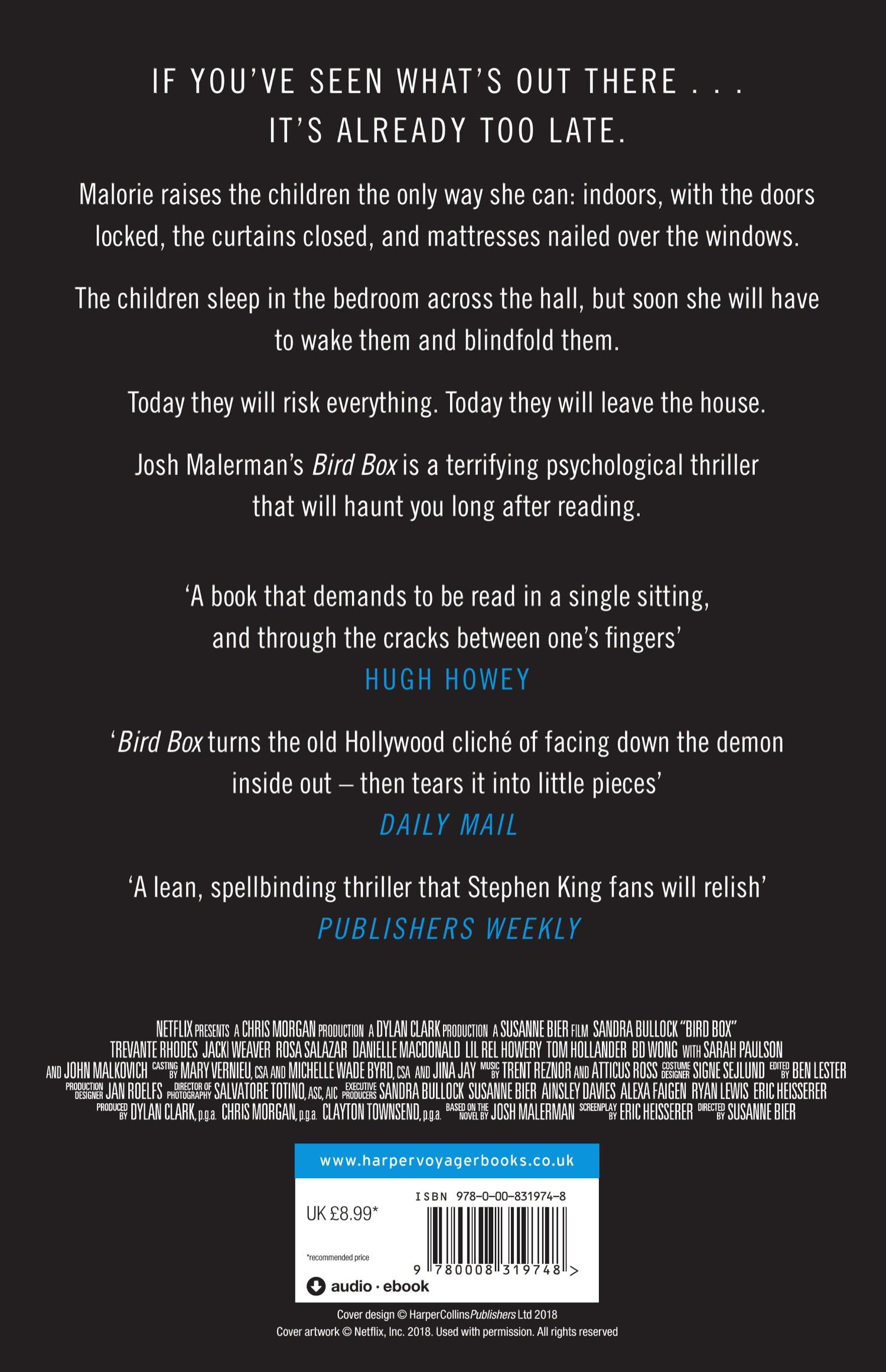 Rückseitencover Bird Box. Film Tie-In