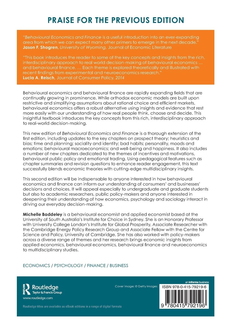 Rückseitencover Behavioural Economics and Finance