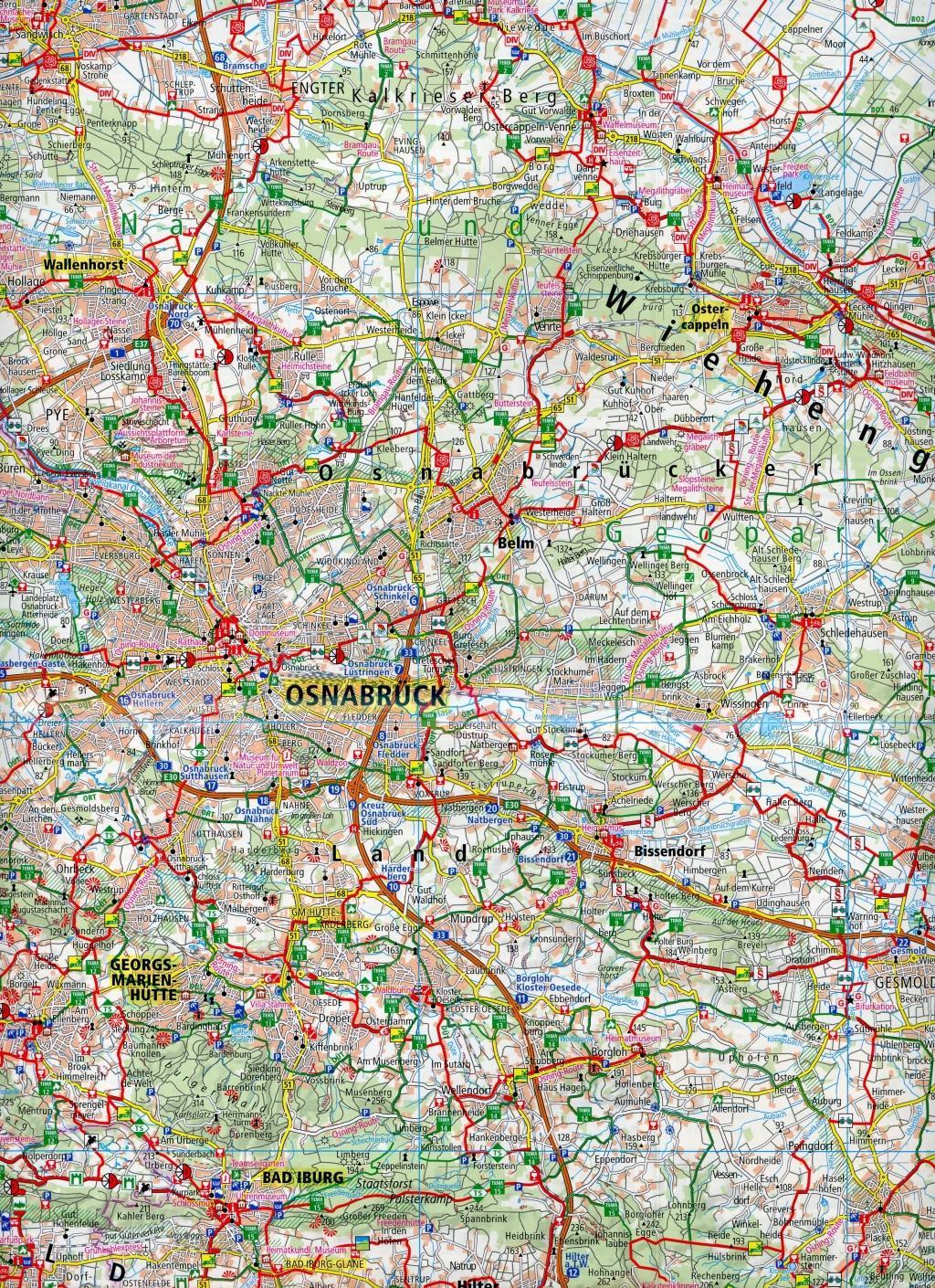 Beispielinhalt (Bild) Osnabrücker Land - Naturpark Dümmer, Osnabrück - Bramsche - Diepholz - Espelkamp 1:100 000