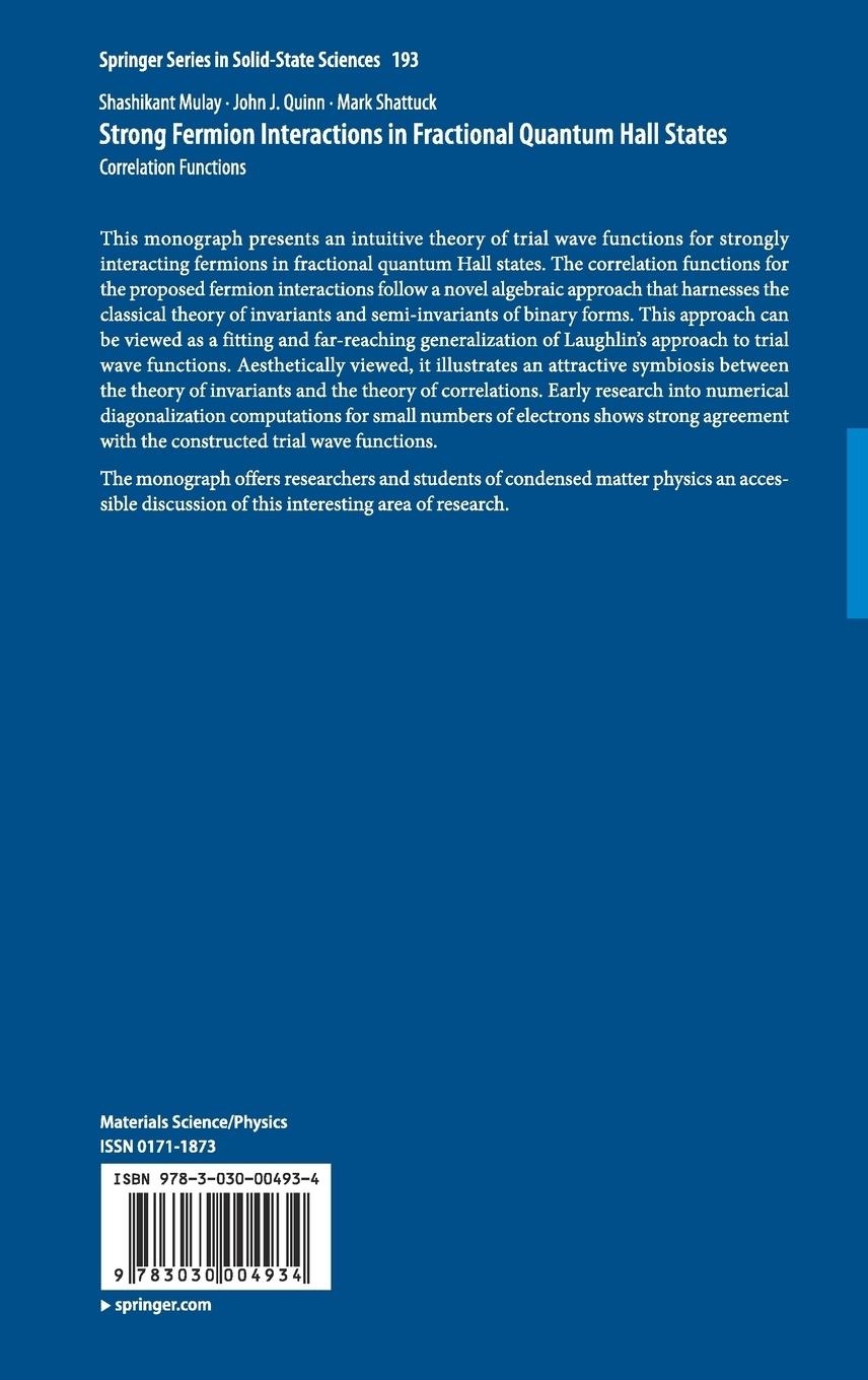 Rückseitencover Strong Fermion Interactions in Fractional Quantum Hall States