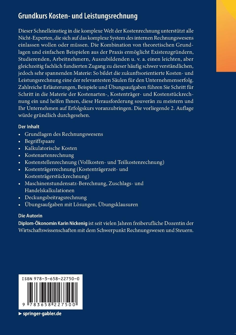 Rückseitencover Grundkurs Kosten- und Leistungsrechnung