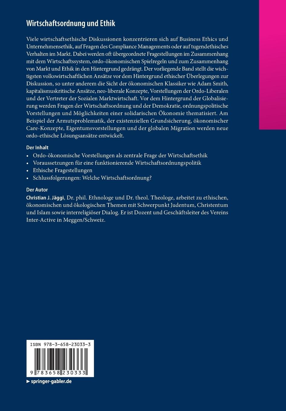 Rückseitencover Wirtschaftsordnung und Ethik