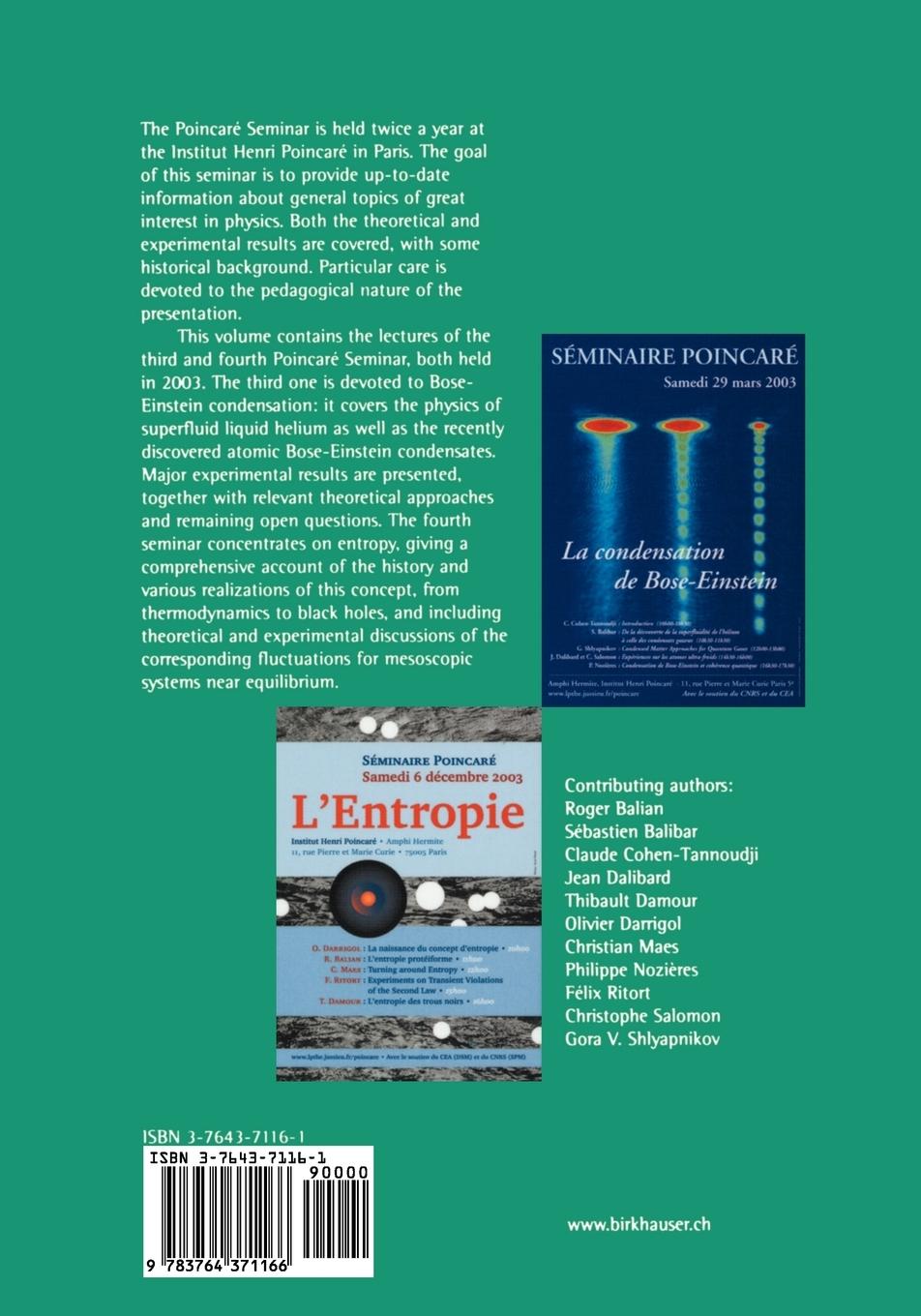 Rückseitencover Poincaré Seminar 2003