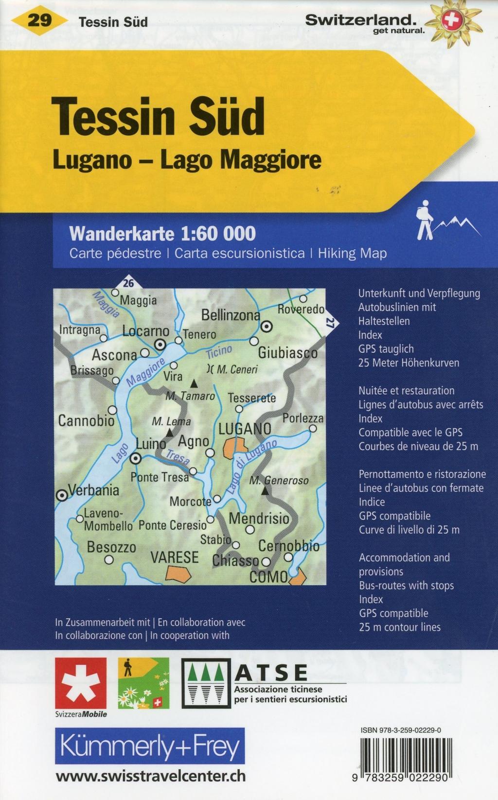 Beispielinhalt (Bild) KuF Schweiz Wanderkarte 29 Tessin Süd - Sottoceneri 1 : 60 000