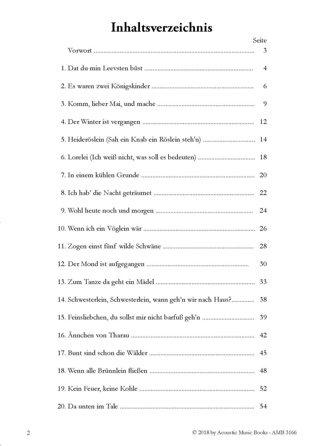 Beispielinhalt (Bild) Deutsche Volkslieder für Fingerstyle Guitar