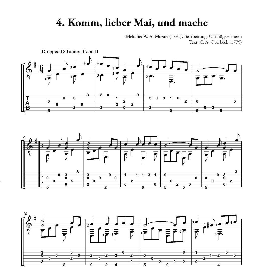 Beispielinhalt (Bild) Deutsche Volkslieder für Fingerstyle Guitar