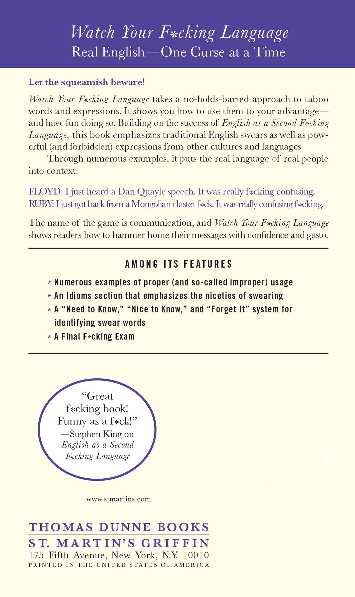 Rückseitencover Watch Your F*cking Language