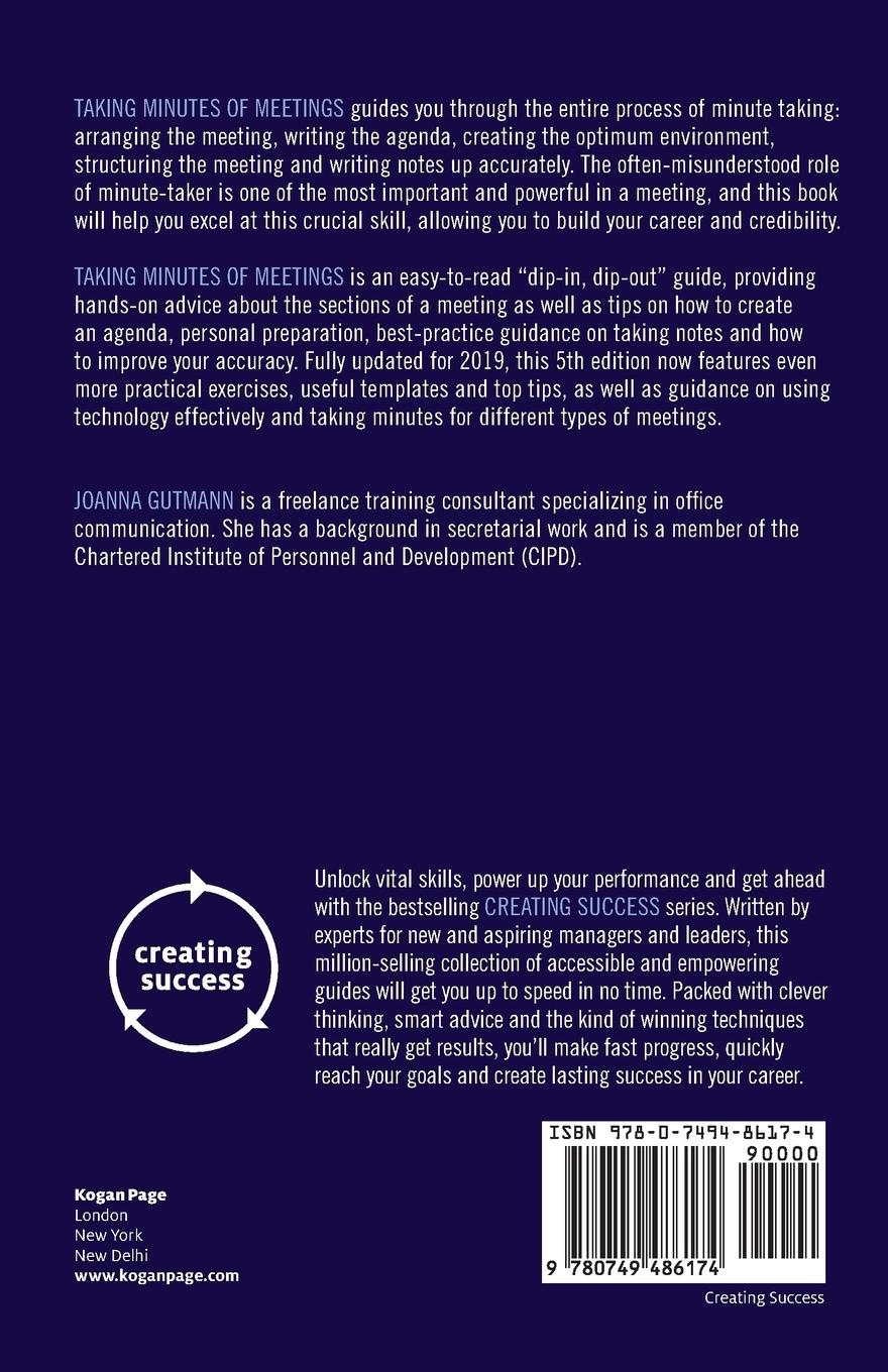 Rückseitencover Taking Minutes of Meetings