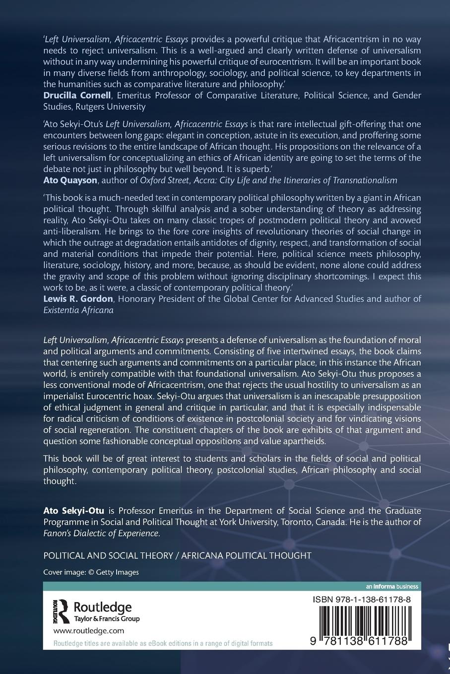 Rückseitencover Left Universalism, Africacentric Essays