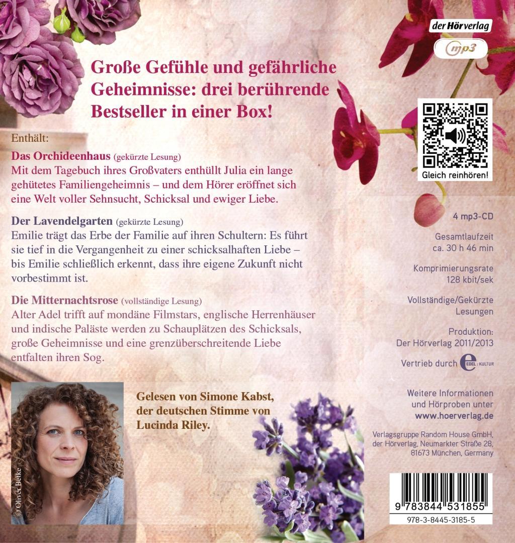 Beispielinhalt (Bild) Die große Box: Das Orchideenhaus - Der Lavendelgarten - Die Mitternachtsrose