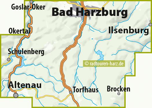 Beispielinhalt (Bild) MTB Trail-Karte Harz: Bad Harzburg - Okertal - Altenau - Brocken 1 : 25 000