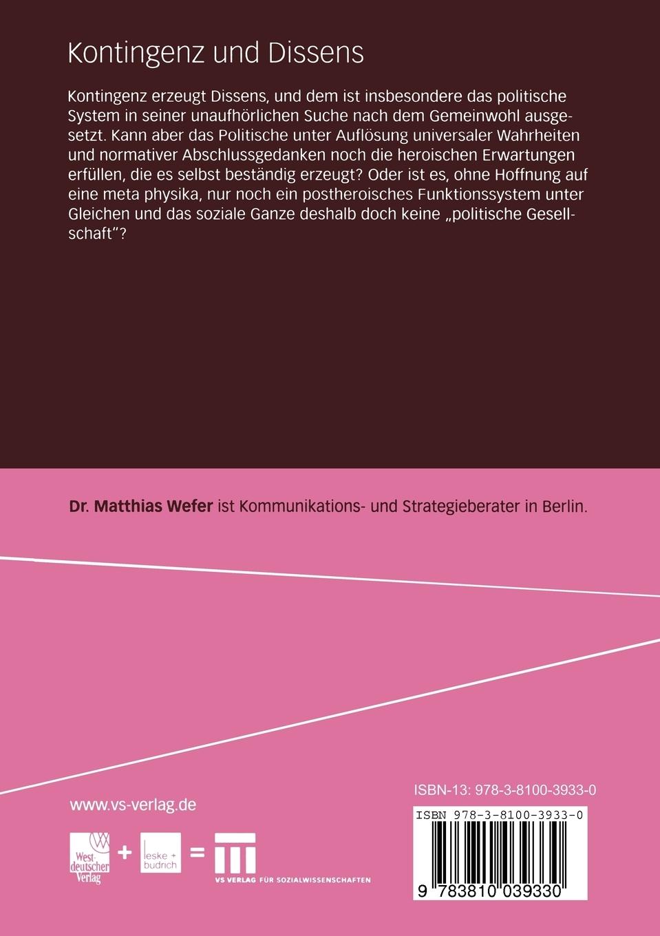 Rückseitencover Kontingenz und Dissens