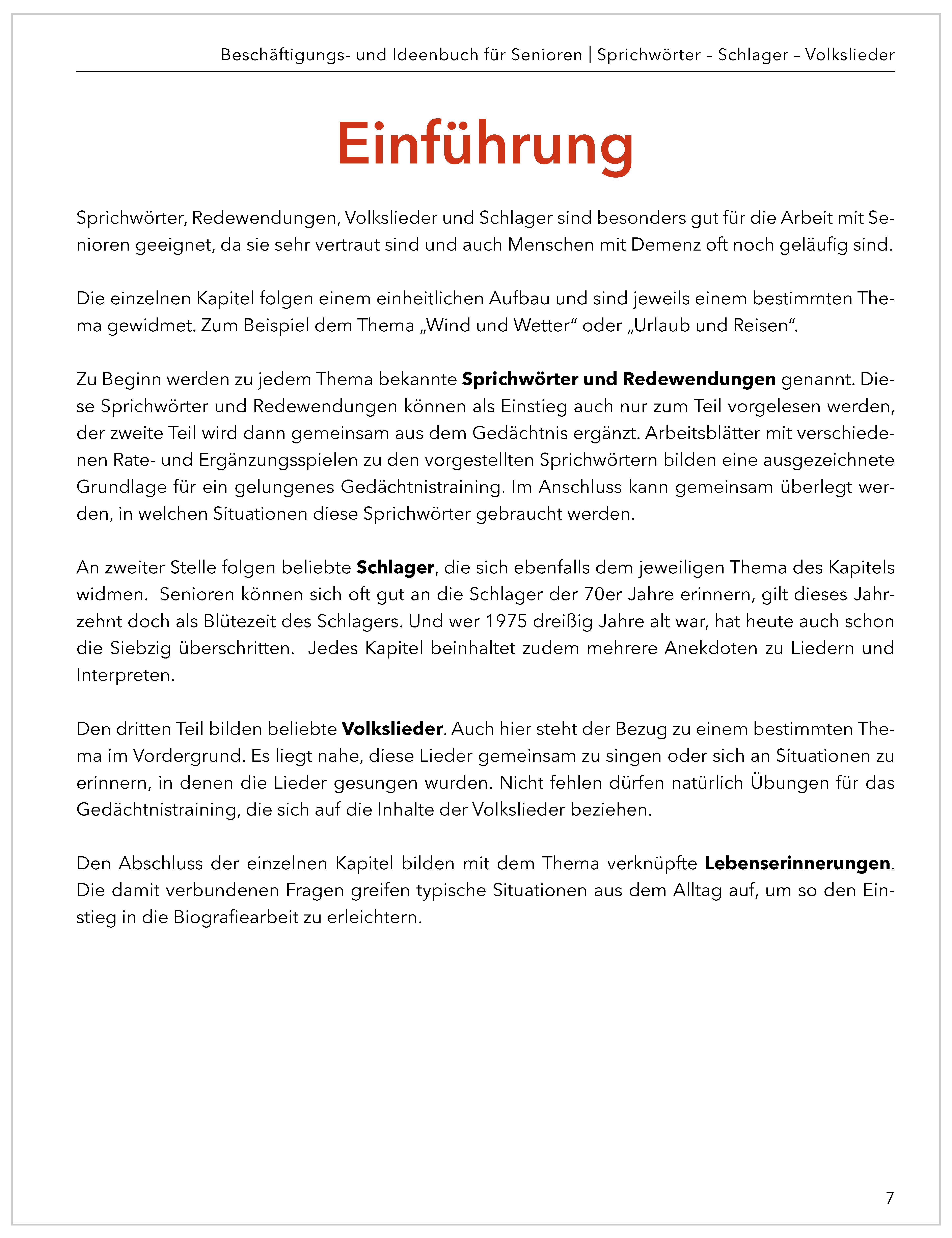 Beispielinhalt (Bild) Das große Beschäftigungs- und Ideenbuch für Senioren