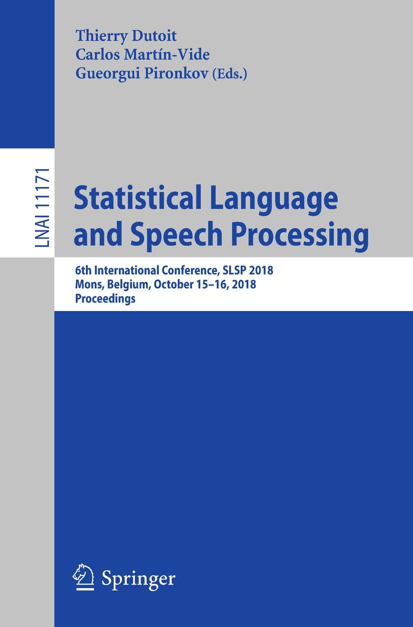 Vorderes Coverbild Statistical Language and Speech Processing