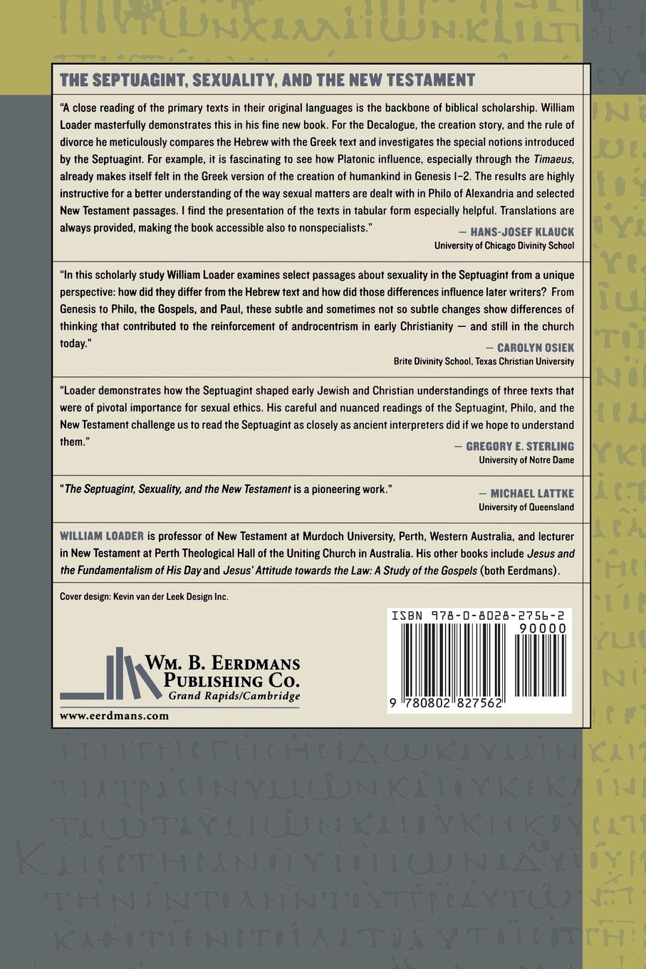Rückseitencover The Septuagint, Sexuality, and the New Testament