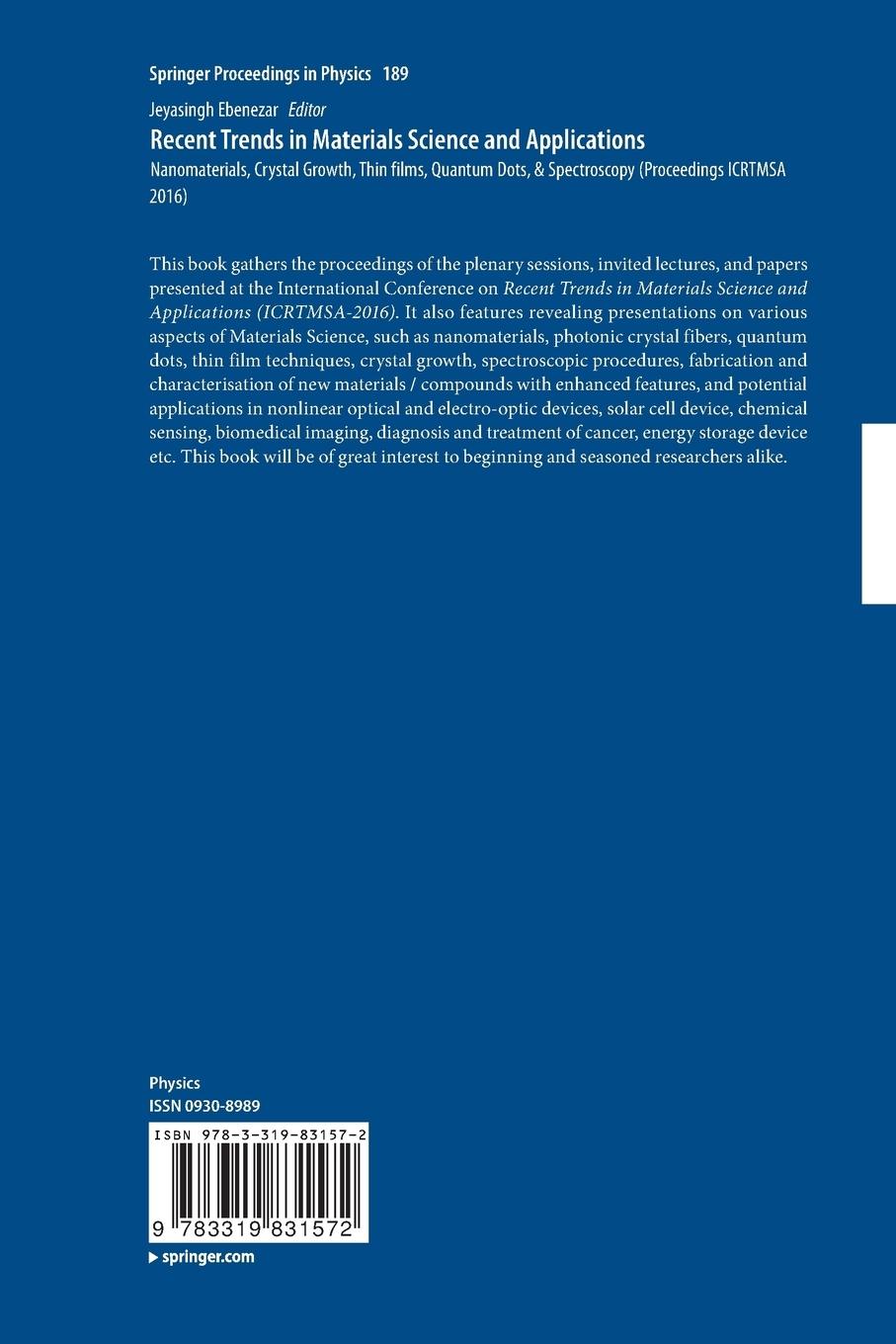 Rückseitencover Recent Trends in Materials Science and Applications