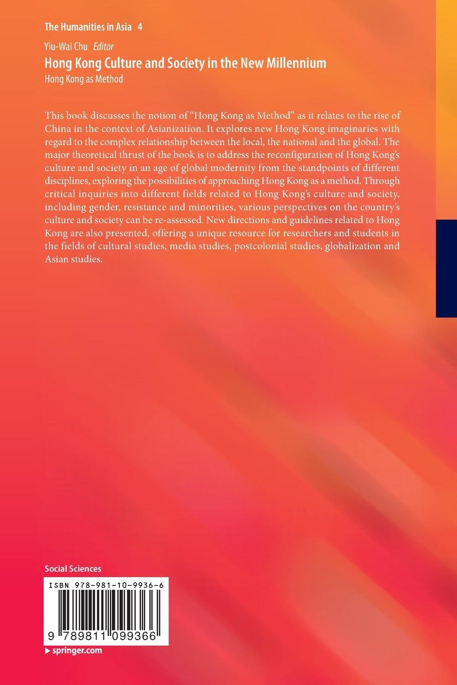 Rückseitencover Hong Kong Culture and Society in the New Millennium