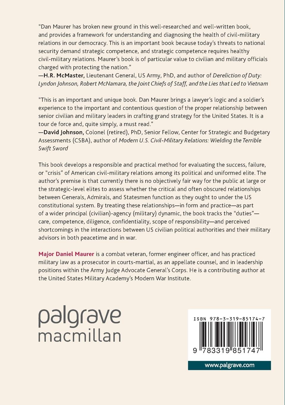 Rückseitencover Crisis, Agency, and Law in US Civil-Military Relations