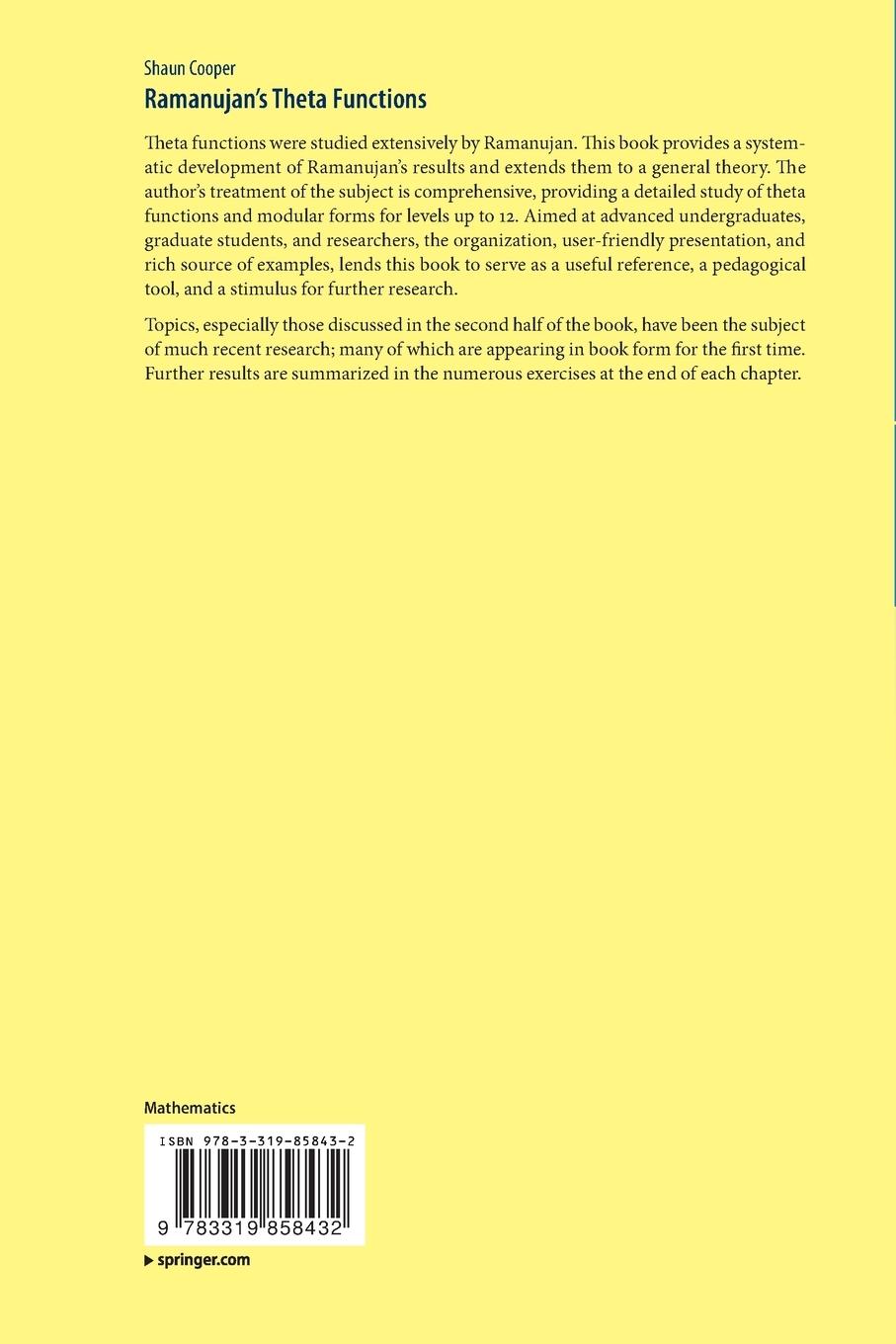 Rückseitencover Ramanujan's Theta Functions