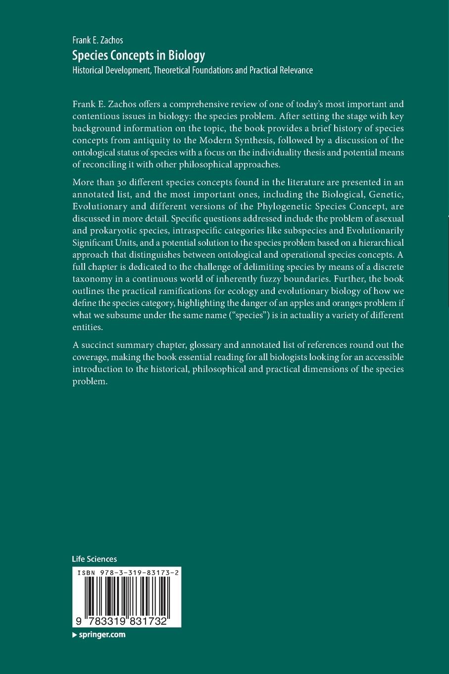Rückseitencover Species Concepts in Biology