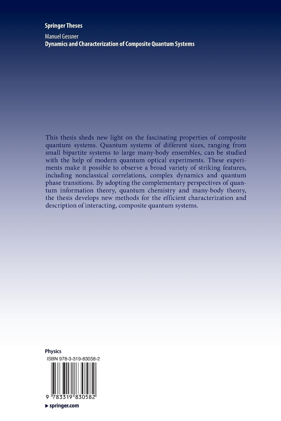 Rückseitencover Dynamics and Characterization of Composite Quantum Systems