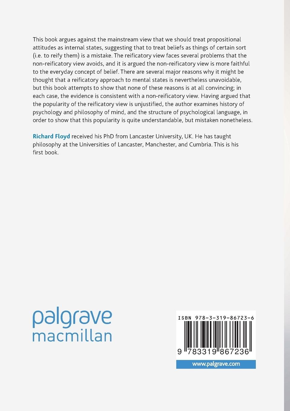 Rückseitencover The Non-Reificatory Approach to Belief