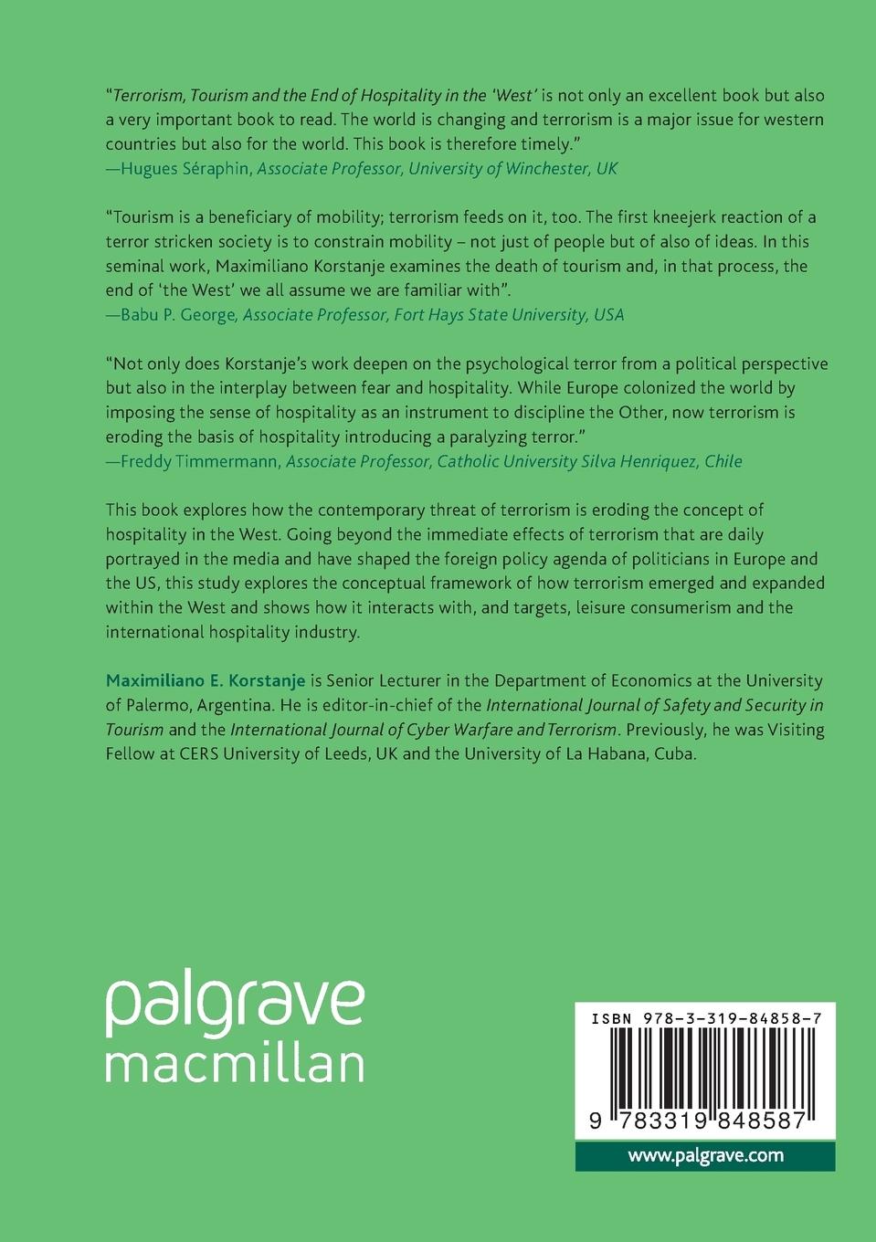 Rückseitencover Terrorism, Tourism and the End of Hospitality in the 'West'