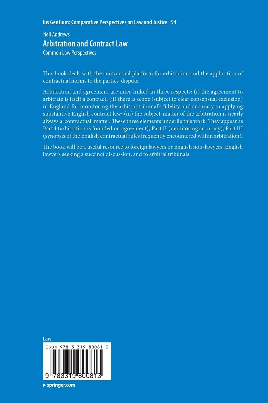 Rückseitencover Arbitration and Contract Law