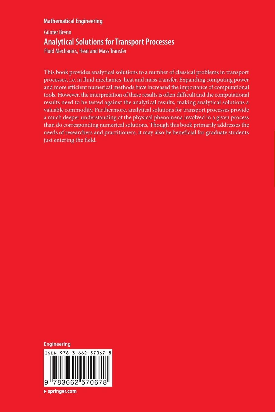 Rückseitencover Analytical Solutions for Transport Processes