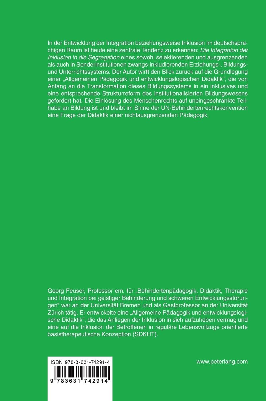 Rückseitencover Wider die Integration der Inklusion in die Segregation