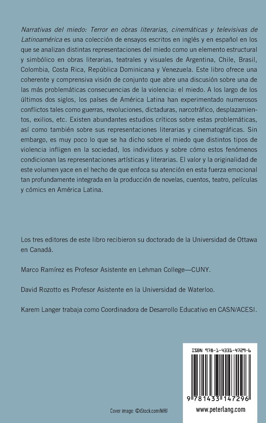 Rückseitencover Narrativas del miedo