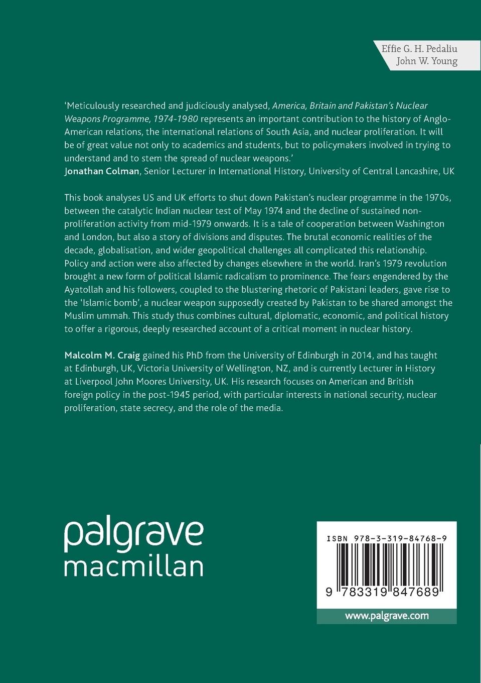 Rückseitencover America, Britain and Pakistan's Nuclear Weapons Programme, 1974-1980