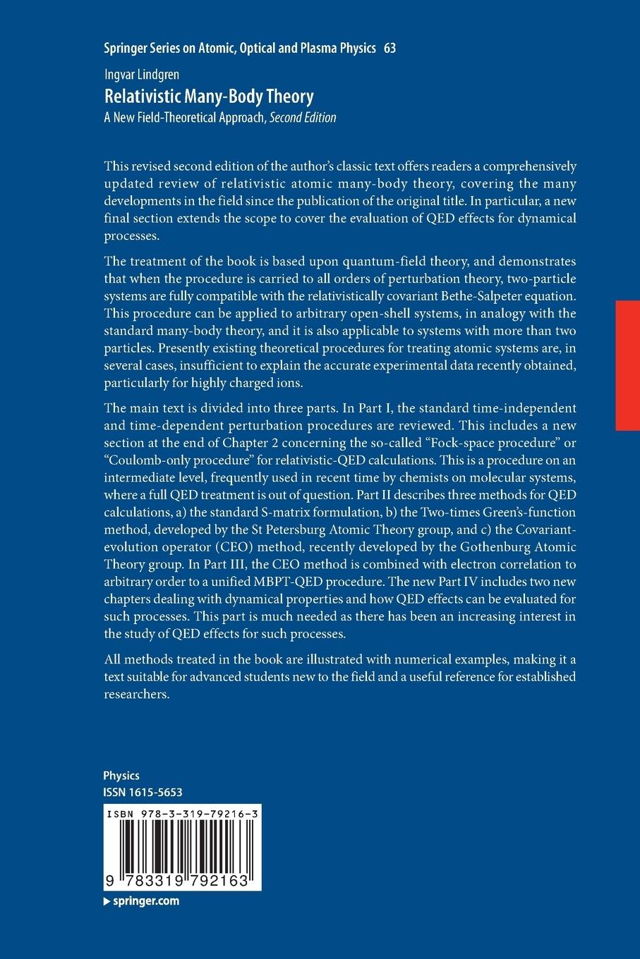 Rückseitencover Relativistic Many-Body Theory