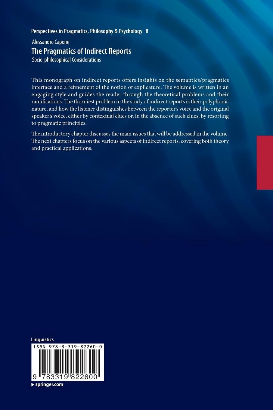 Rückseitencover The Pragmatics of Indirect Reports