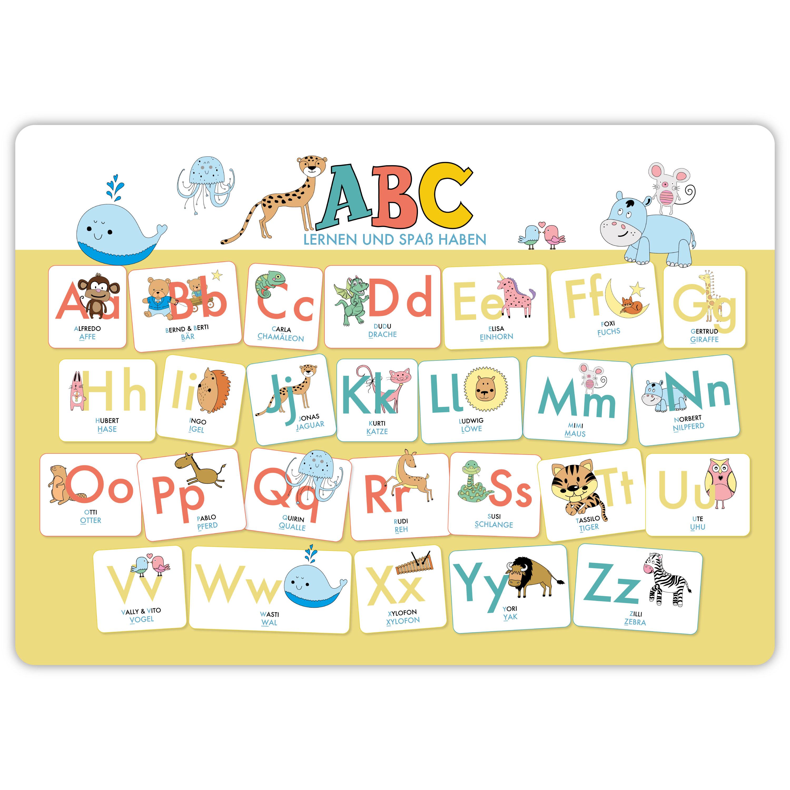 Vorderes Coverbild Hochwertiges ABC-Mini-Lernposter der Tiere (32,4 x 45,8 cm): Stabiler Karton, folienbeschichtet, abwischbar.