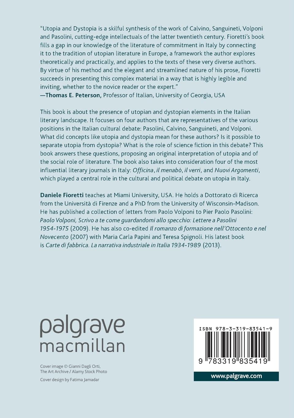 Rückseitencover Utopia and Dystopia in Postwar Italian Literature