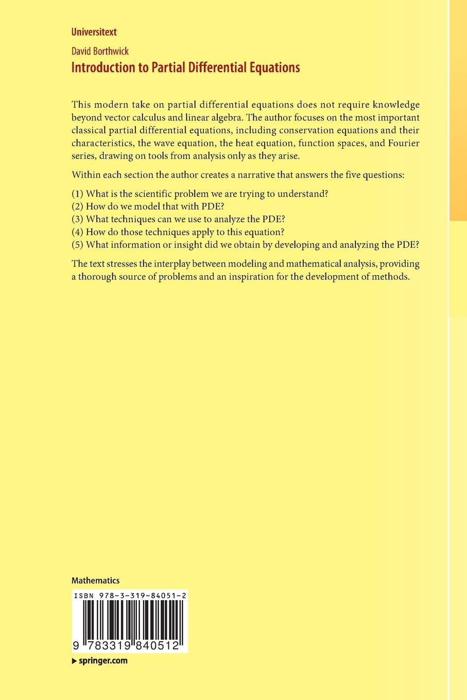 Rückseitencover Introduction to Partial Differential Equations