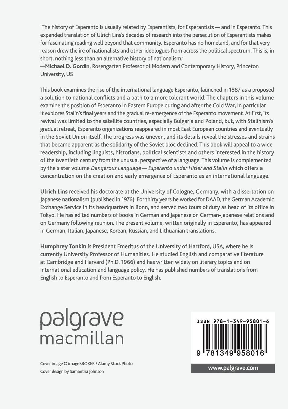 Rückseitencover Dangerous Language - Esperanto and the Decline of Stalinism