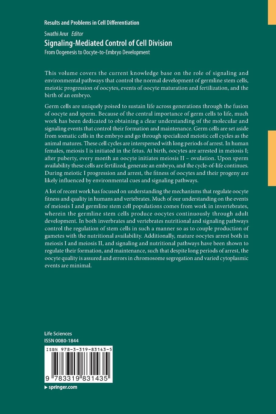 Rückseitencover Signaling-Mediated Control of Cell Division